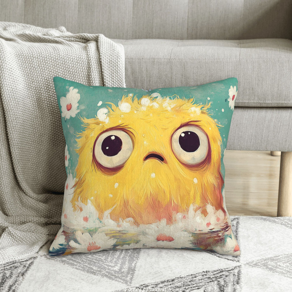 🌼 Cute & Cozy Pillow – Adorable Yellow Fuzzy Monster!
