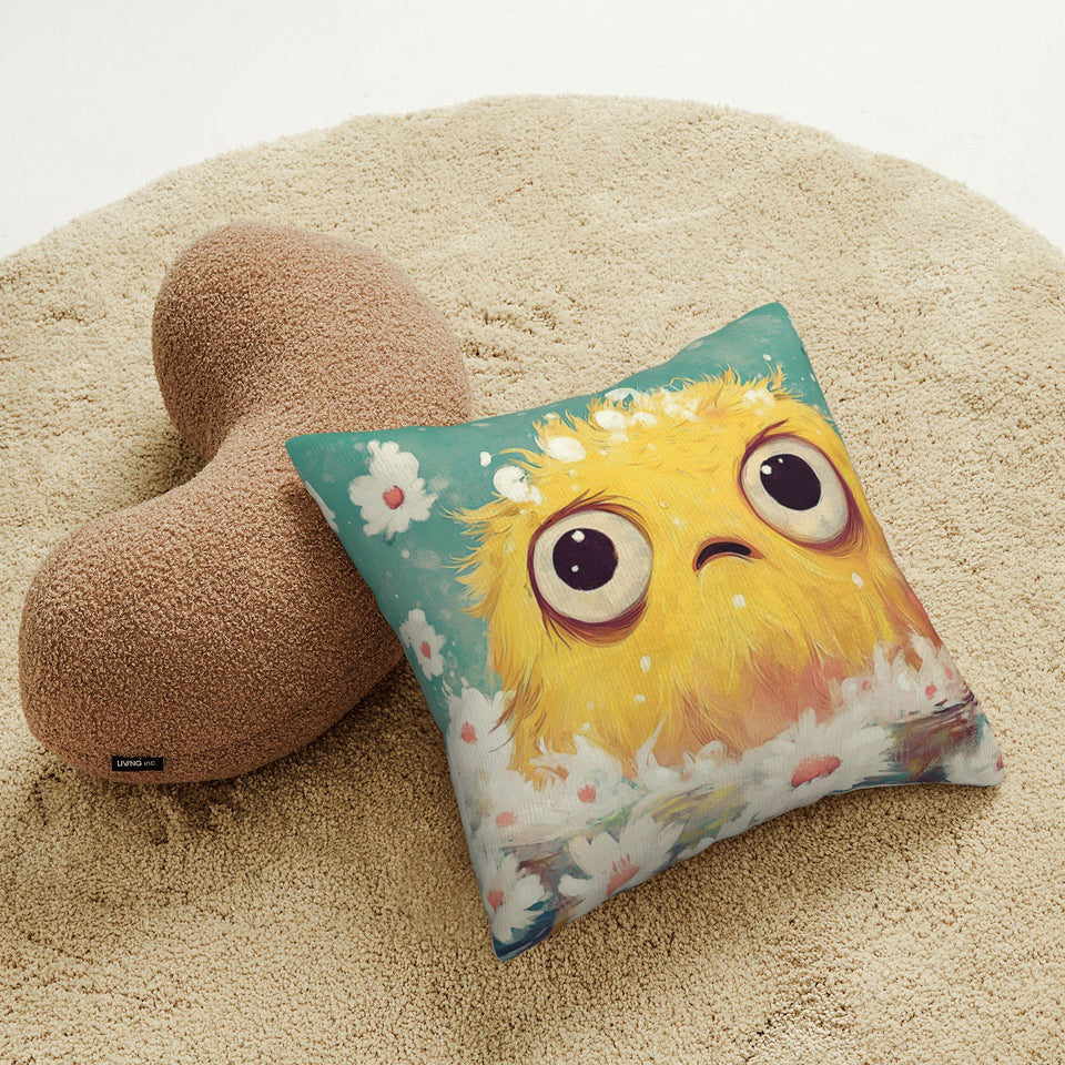 🌼 Cute & Cozy Pillow – Adorable Yellow Fuzzy Monster!