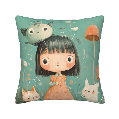 🌿 Fairytale Forest Girl Pillow – Whimsical & Dreamy Home Decor