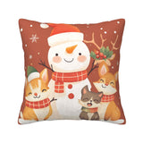 ☃️ Christmas Snowman & Animal Party Pillow – Cozy Holiday Decor