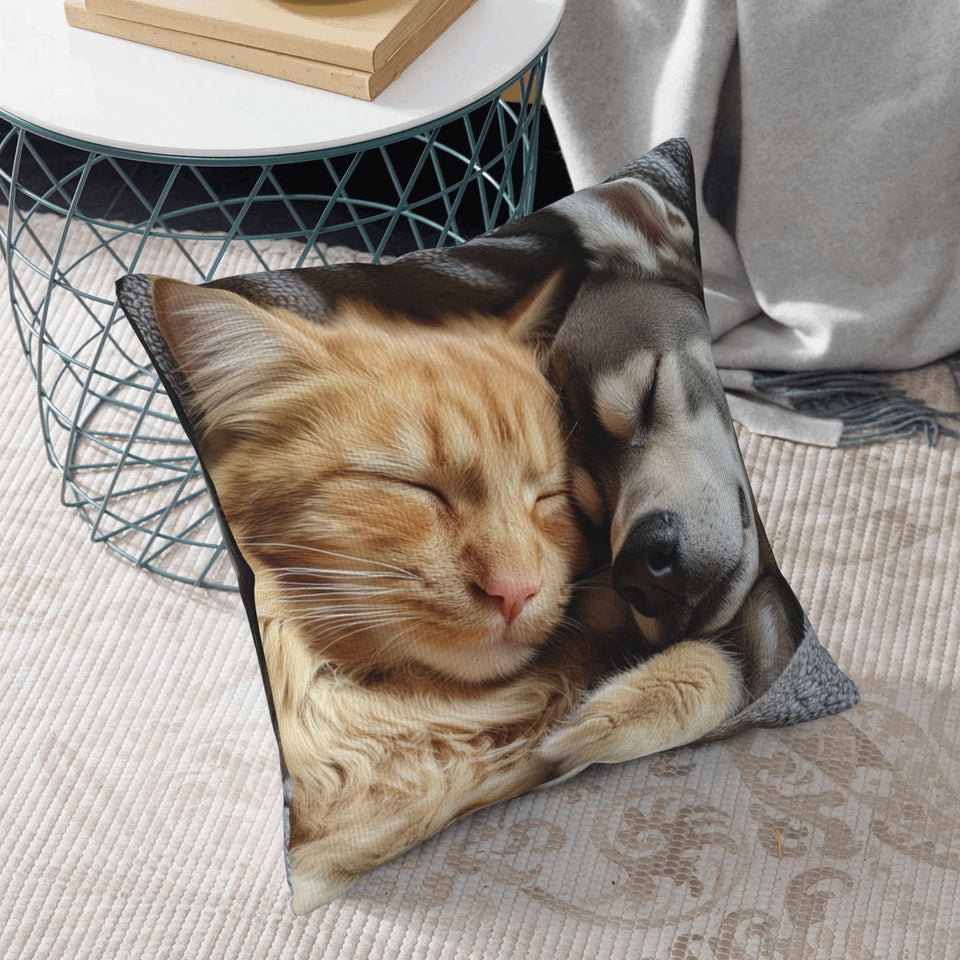 🐾 Cozy Cat & Dog Snuggle Pillow – Soft & Heartwarming Home Decor